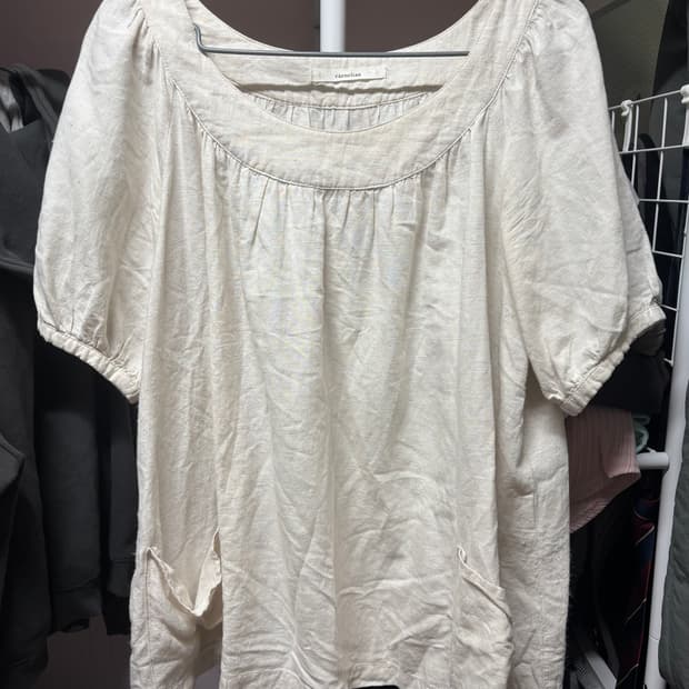 지구샵 일본 빈티지 carnelian 아이보리 레이어드 반팔 블라우스