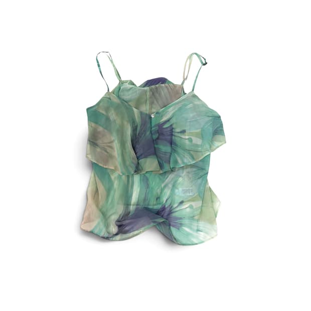 Emerald Floral Frill Sleeveless Top
