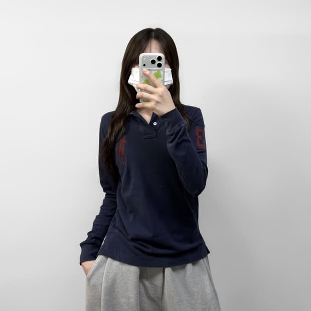 폴로 랄프로렌 빅 포니 자수 카라티 네이비