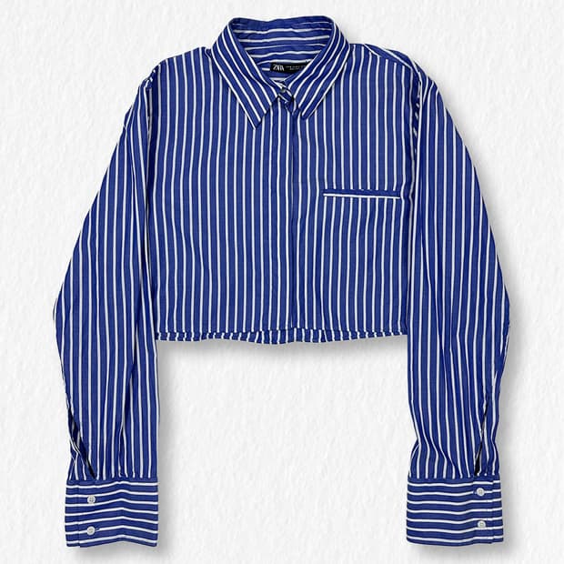 자라 스트라이프 크롭 셔츠