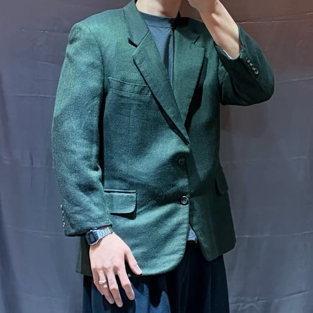 M DIOR 디올 투포켓 딥그린 패턴 블레이저