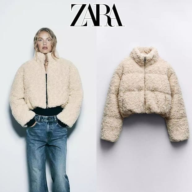 자라 시어링 퍼 패딩 아이보리 XS