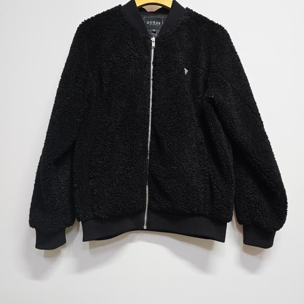 게스 블랙 뽀글이 플리스 집업