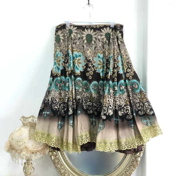 turquoise oriental floral lace trim sk