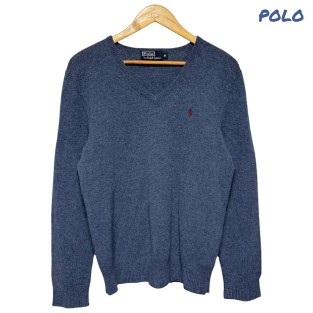 3770 폴로 랄프로렌 블루 v넥 니트