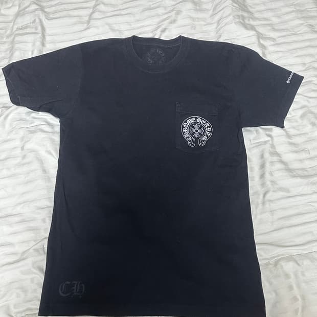 크롬하츠 블랙 반팔 티셔츠 백로고
