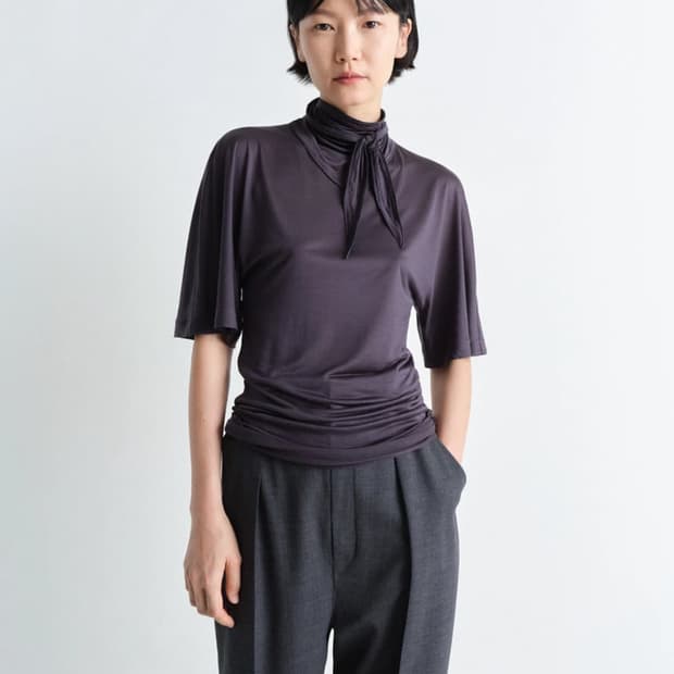 르메르 25sS FOULARD 실크 스카프 티 셔츠/차콜