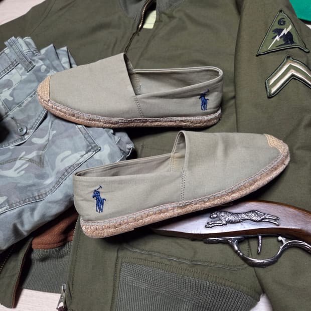 (1회 착용)POLO RALPH LAUREN 캔버스 단화 로퍼 슬립온