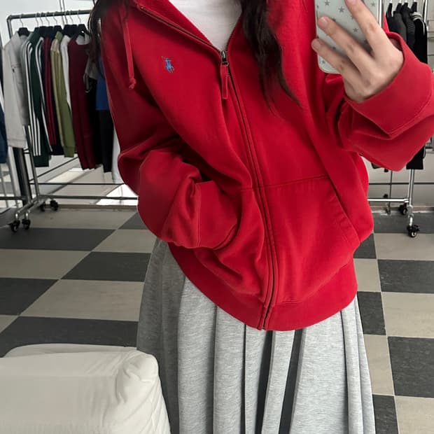 폴로 랄프로렌 레드 후드집업 