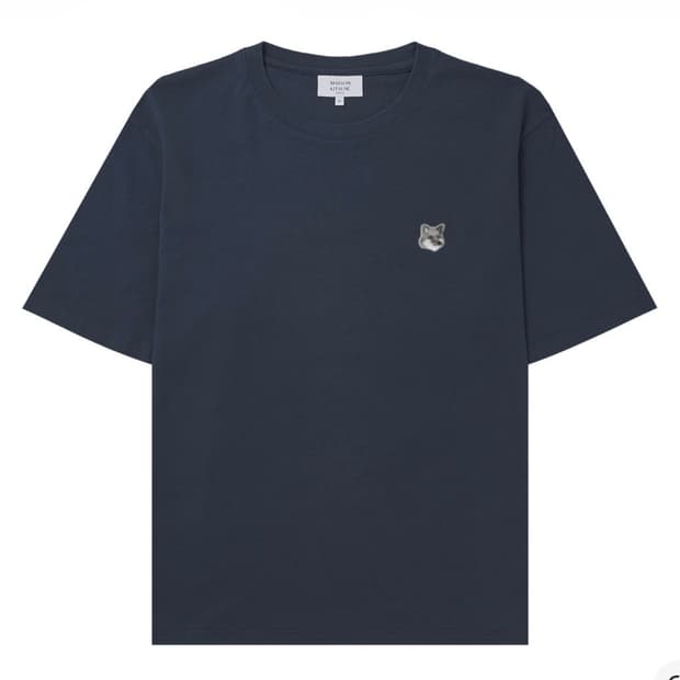메종키츠네 그레이 폭스 헤드 반팔티 M 네이비