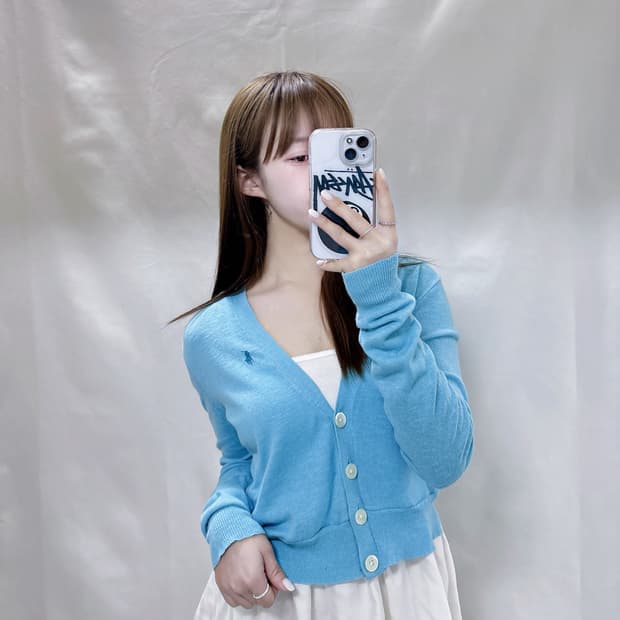 폴로 랄프로렌 파스텔블루 포니 가디건 