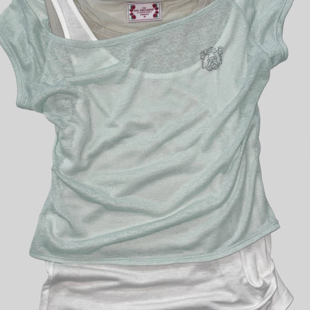 스컬프터 Lazy Sleeveless Layered Tee Mint