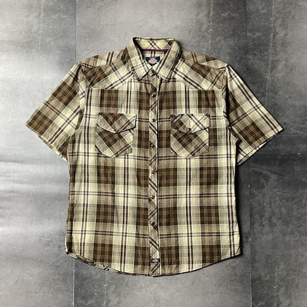 DICKIES 디키즈 빈티지 체크 웨스턴 반팔 셔츠 A00937