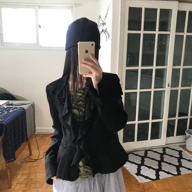 vintage frill black jacket
