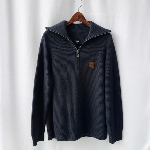 Lee 리 울혼방 하프집업 니트 네이비 L