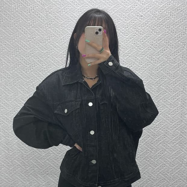 플랙진 올드스쿨 빈티지 모던 버튼 데님 자켓 L C07228