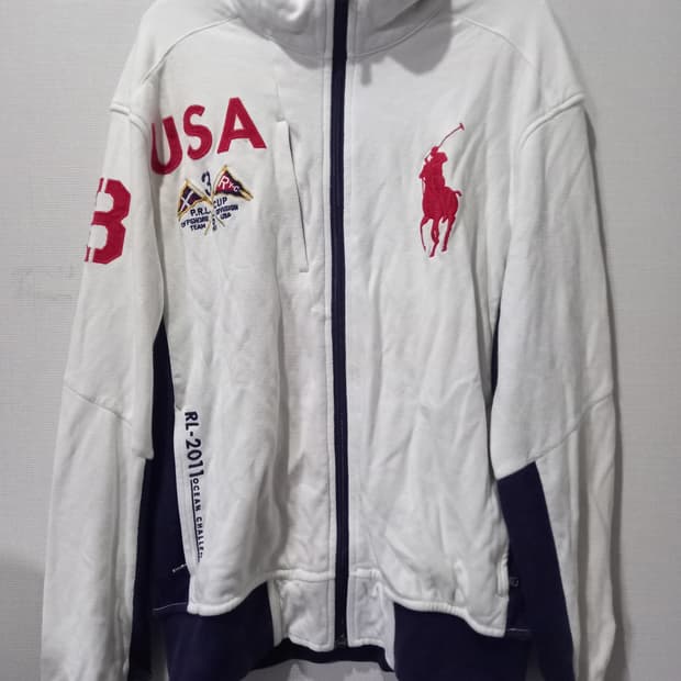 폴로 POLO 빅포니 USA 성조기 레이싱 집업 자켓 95/M