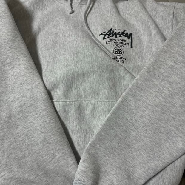 스투시 월드투어 후드 애쉬헤더 M