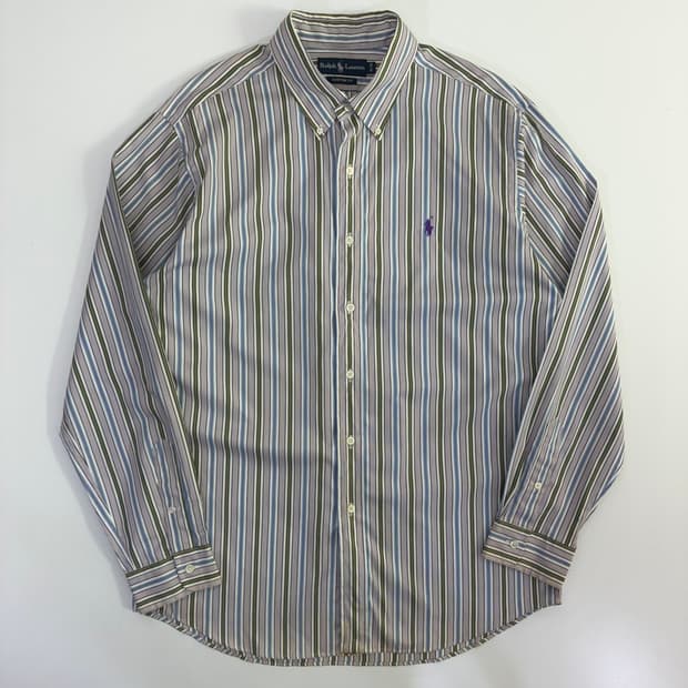 Polo  폴로  랄프로렌 자수 코튼 멀티컬러 스트라이프 셔츠 