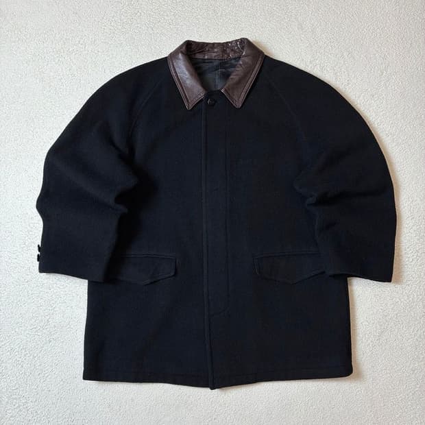 우드랜더 90's 재팬 소가죽 배색 울 코트 PN7249