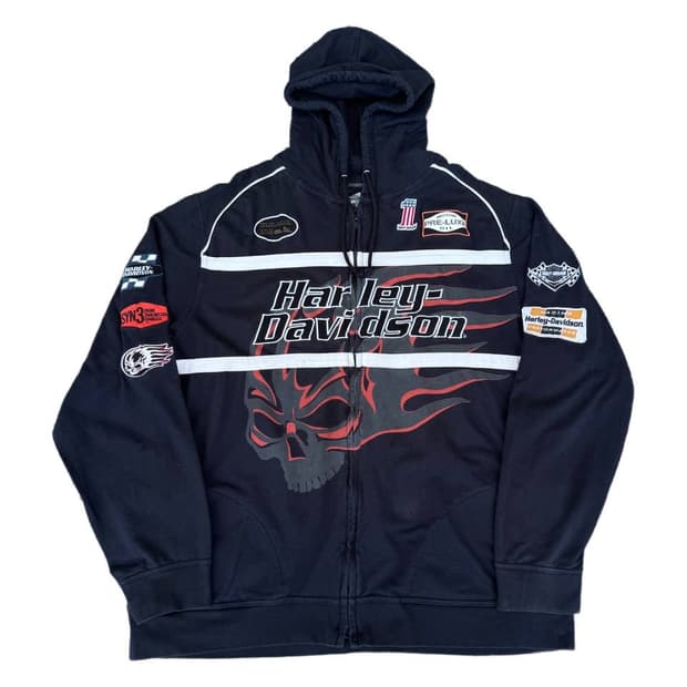 Harley Davidson patch cotton zip up 