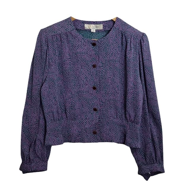 LE CHIC 퍼플 레트로 블라우스 