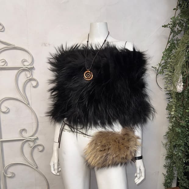 Black grunge hair fur warmer