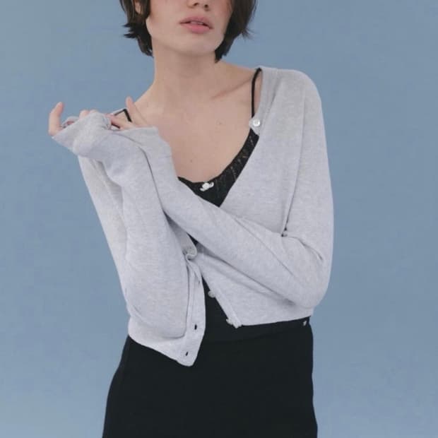 (새상품)tannat 타낫 베이직 라운드 가디건 그레이