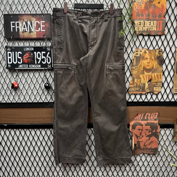 00s GAP 갭 피그먼트 워싱 카고 팬츠 포켓 지퍼 디테일 차콜