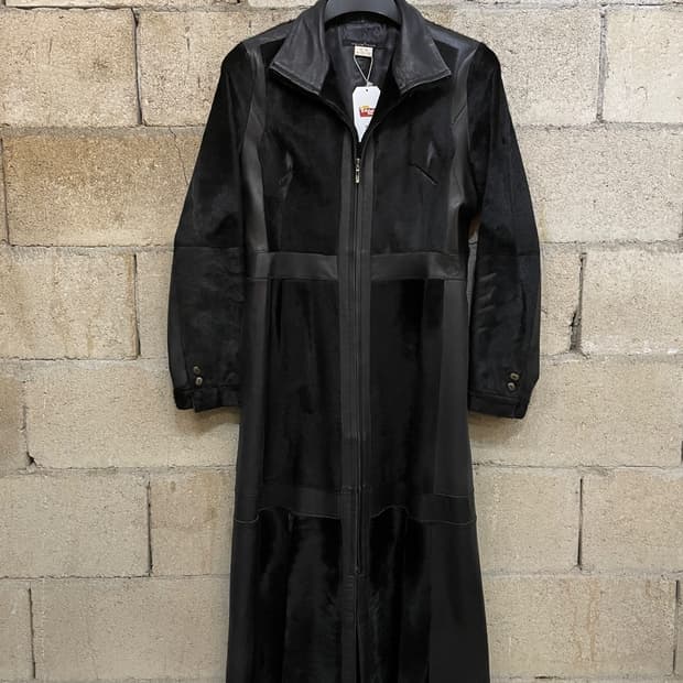 빈티지 도호 양가죽 송치 롱 코트