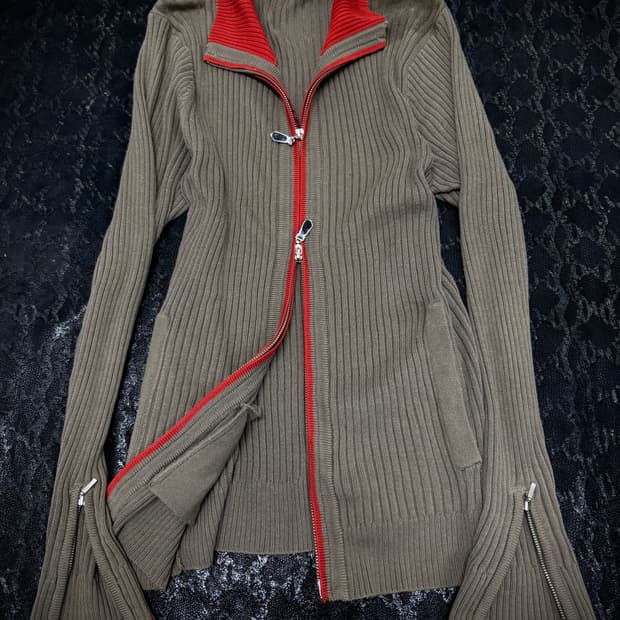 “Vintage”00’s Design 2-way Knit Zip Up