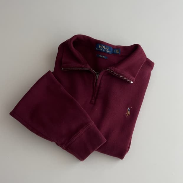폴로 랄프로렌 버건디 쿼터 집업 M