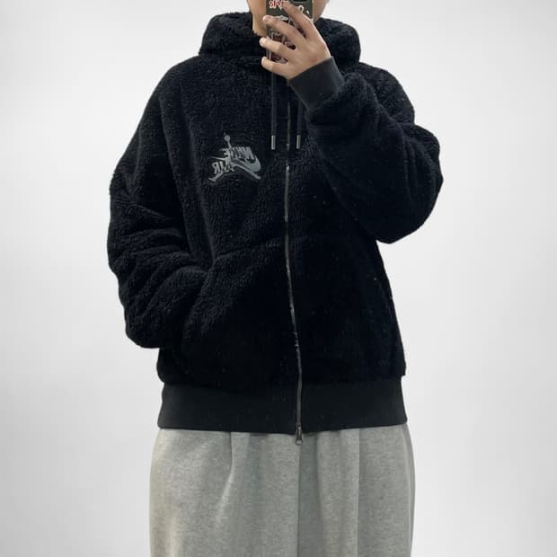 나이키 조던 쉐르파 후드 집업 자켓 블랙