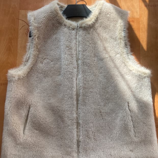 내추럴 베이지 밍크 트리밍 양모 100