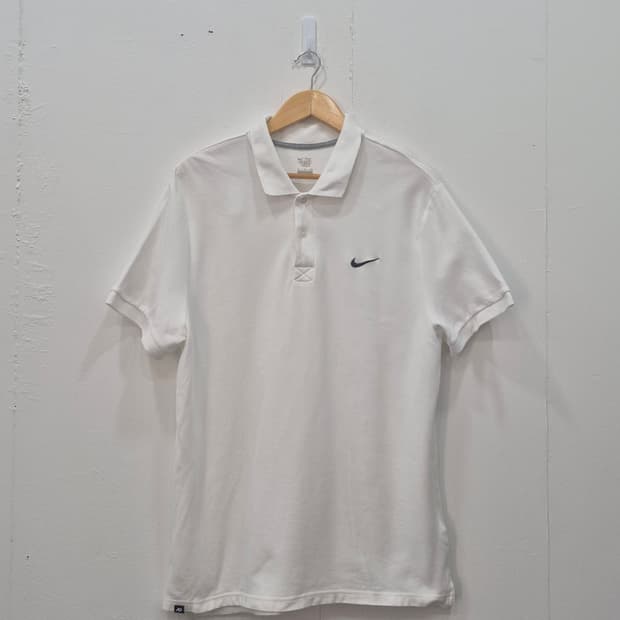 나이키 화이트 코튼 폴로 반팔티 카라티 XL
