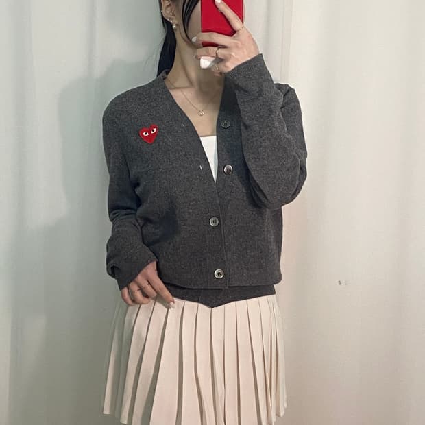 꼼데가르송 차콜 레드와펜 가디건