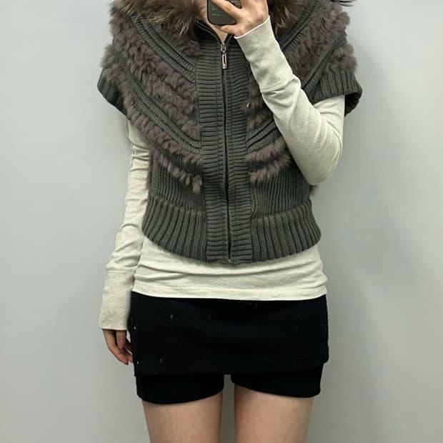 Vintage 빈티지 니트 퍼 조끼