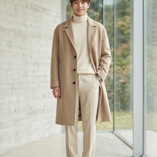 ZIO SONGZIO 지오송지오 캐시미어 혼방 싱글 코트 베이지