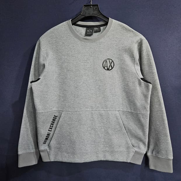 아르마니 익스체인지 그레이 남성 세미오버핏 100 맨투맨 