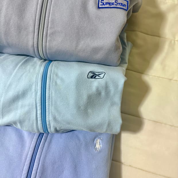 하늘 스포티 빈티지 집업, 후드집업 ( 폴로 )