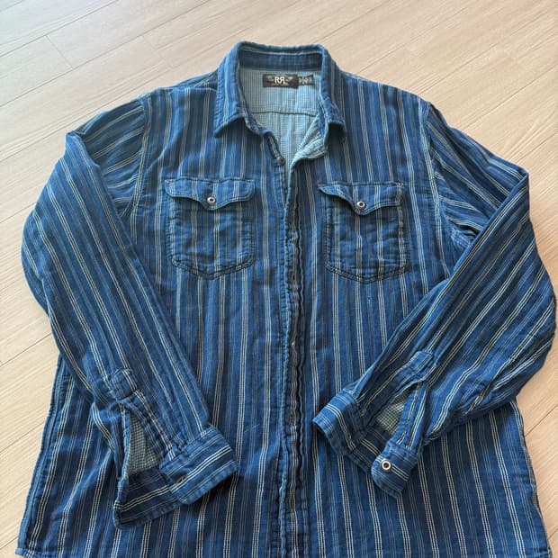 rrl 더블알엘 인디고 더플 페이스 셔츠 xl