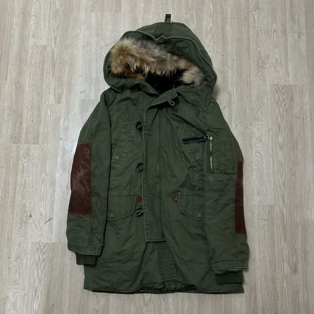 남성 퍼후드 N3B 개파카 야상 점퍼 L/100 