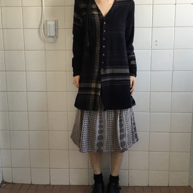 Check pattern mixed jacket