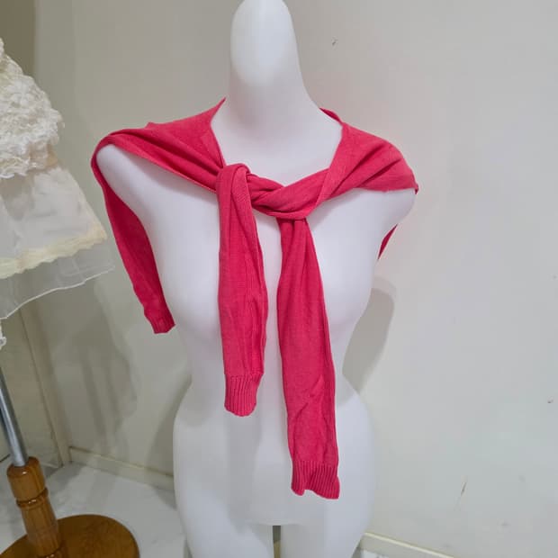 *서비스 1만이상 무료 ) 어깨숄 페이크 가디건 핫핑크색