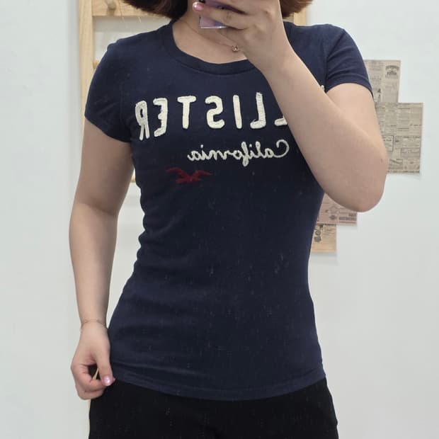 [프립]M/딱붙핏 홀리스터 반팔티 네이비