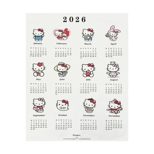 2026 헬로키티 패브릭 캘린더