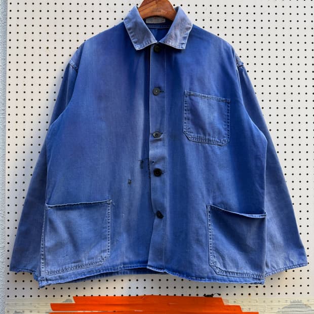 1970s HARD FADED WASHED 썬페이드 보로 프렌치워크자켓