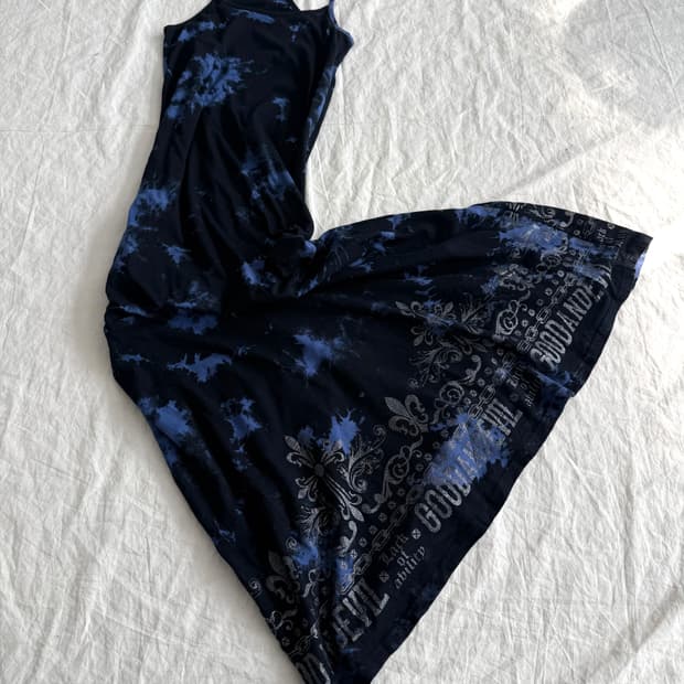 고스트 오브 할렘 맥시 네이비 블루 타이다이 펑크 원피스