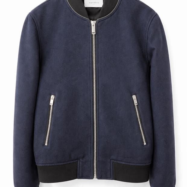 산드로 배색 블루종 자켓 네이비 M