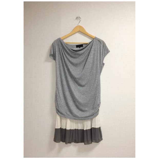 빈티지 그레이 레이어드 플리츠 원피스 튜닉